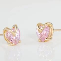 Histoire d'Or Boucles D'oreilles Puces Abelinia Plaqué Or Jaune Oxyde De Zirconium plaqué or jaune oxyde rose Online