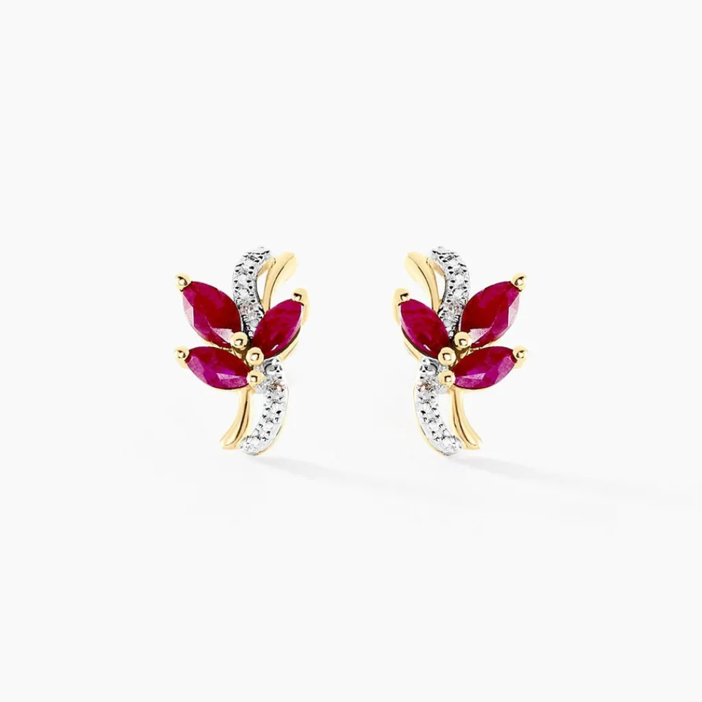 Histoire d'Or Boucles D'oreilles Puces Angie Diamant or jaune rubis Discount