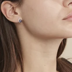 Histoire d'Or Boucles D'oreilles Puces Anais Or Blanc Perle De Culture Et Oxyde Sale