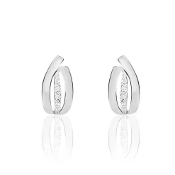 Histoire d'Or Boucles D'oreilles Puces Aelis Or Blanc Diamant