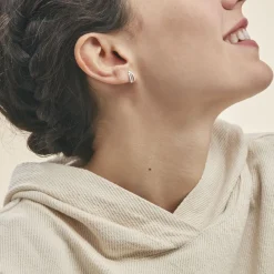 Histoire d'Or Boucles D'oreilles Puces Aelis Or Blanc Diamant