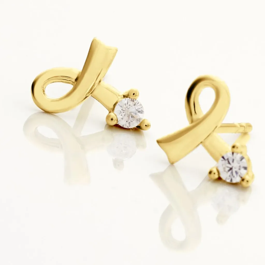 Histoire d'Or Boucles D'oreilles Puces Alvina Ruban Or Jaune Oxyde De Zirconium Hot