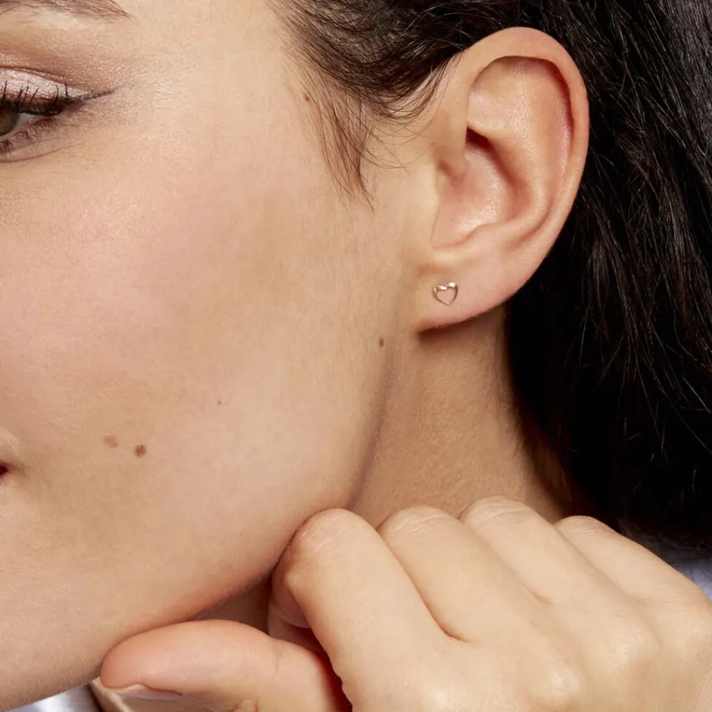 Histoire d'Or Boucles D'oreilles Puces Anne-maudae Coeurs or jaune