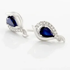 Histoire d'Or Boucles D'oreilles Puces Angelika Et Diamant or blanc saphir Sale