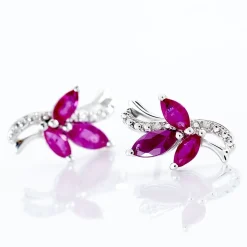 Histoire d'Or Boucles D'oreilles Puces Angie Or Blanc Diamant Et Rubis or blanc rubis Best
