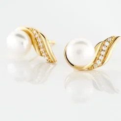 Histoire d'Or Boucles D'oreilles Puces Antoinette Or Jaune Perle De Culture Online