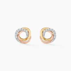Histoire d'Or Boucles D'oreilles Puces Amaiur Or Tricolore Oxydes De Zirconium
