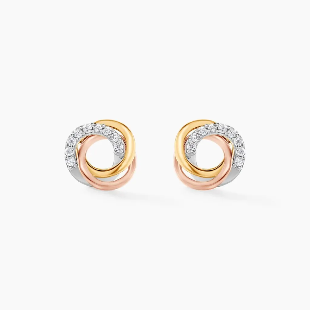 Histoire d'Or Boucles D'oreilles Puces Amaiur Or Tricolore Oxydes De Zirconium