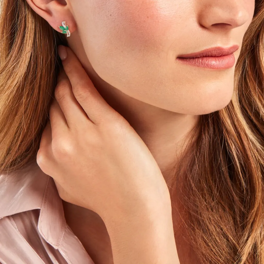 Histoire d'Or Boucles D'oreilles Puces Angie Or Jaune Emeraude Diamant or jaune émeraude Outlet