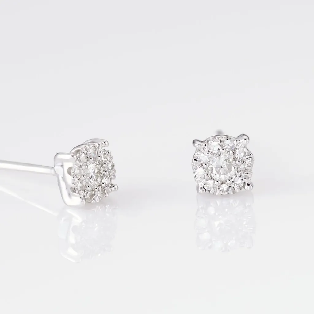Histoire d'Or Boucles D'oreilles Puces Artemis Or Blanc Diamant Sale