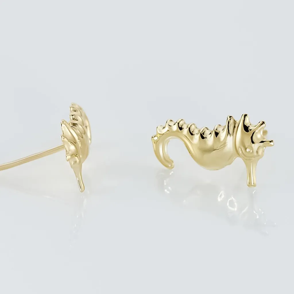 Histoire d'Or Boucles D'oreilles Puces Ambrosie Hippocampe Or Jaune Outlet