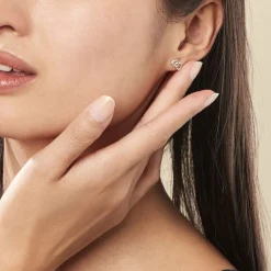 Histoire d'Or Boucles D'oreilles Puces Anne-maudae Double Coeurs Or Bicolore Best