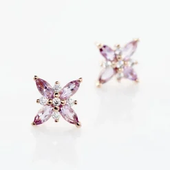 Histoire d'Or Boucles D'oreilles Puces Anabele Or Rose Amethyste Oxyde or rose amethyste violette Outlet