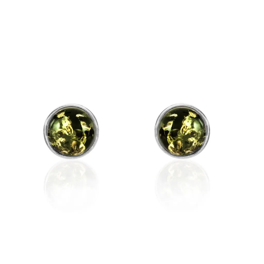 Histoire d'Or Boucles D'oreilles Puces Argent Blanc Acacia Ambre