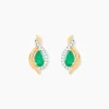 Histoire d'Or Boucles D'Oreilles Puces Angelika Or Jaune Emeraude Diamant