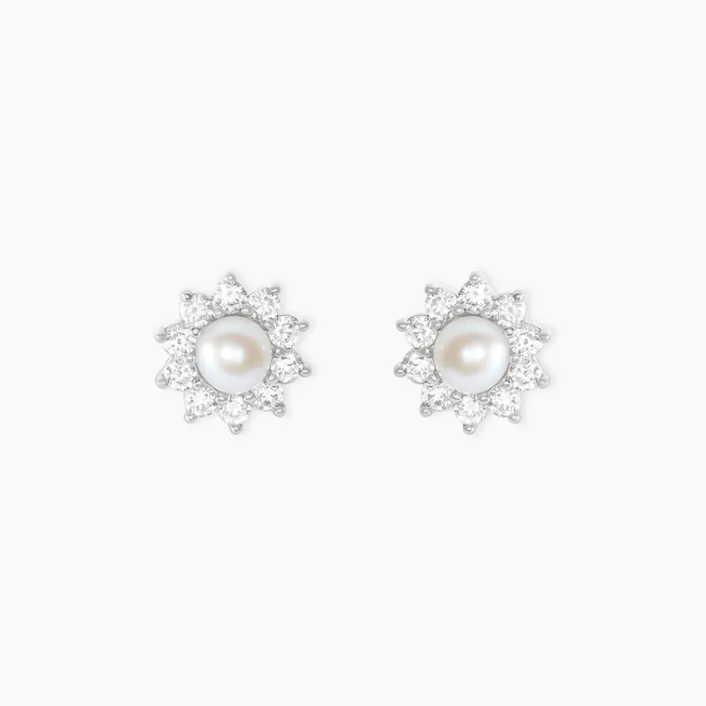 Histoire d'Or Boucles D'oreilles Puces Argent Blanc Cheri Perle De Culture Oxydes Sale
