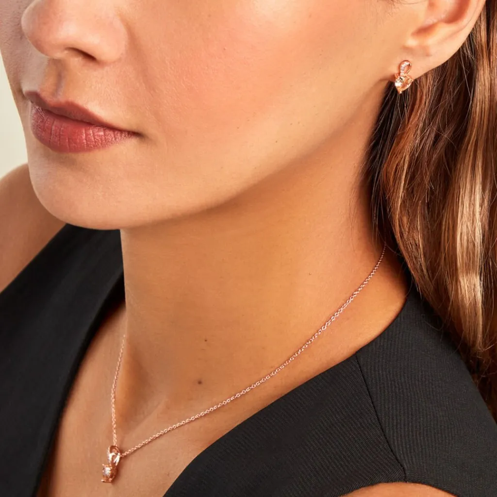 Histoire d'Or Boucles D'oreilles Puces Atieno Argent Rose Oxyde De Zirconium argent rose oxyde champagne Sale