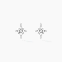 Histoire d'Or Boucles D'oreilles Puces Astre Precieux Argent Blanc Oxyde Best