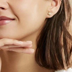 Histoire d'Or Boucles D'oreilles Puces Almahae Tortue Or Jaune New