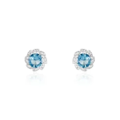 Histoire d'Or Boucles D'oreilles Puces Argent Blanc Clover Verre Oxydes De Zirconium Hot