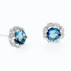 Histoire d'Or Boucles D'oreilles Puces Argent Blanc Clover Verre Oxydes De Zirconium Hot