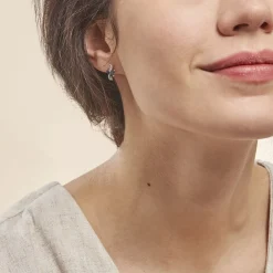 Histoire d'Or Boucles D'oreilles Puces Angie Or Blanc Saphir Et Diamant Outlet