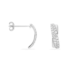 Histoire d'Or Boucles D'oreilles Puces Aglae Or Blanc Oxyde De Zirconium New