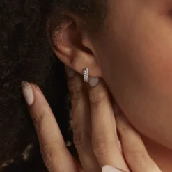 Histoire d'Or Boucles D'oreilles Puces Aglae Or Blanc Oxyde De Zirconium New