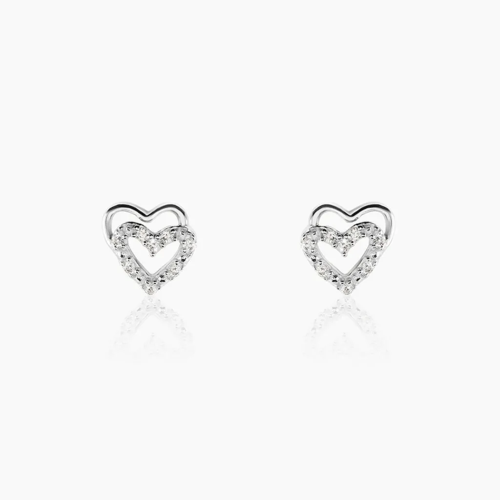 Histoire d'Or Boucles D'oreilles Puces Aoki Argent Blanc Oxyde De Zirconium Clearance