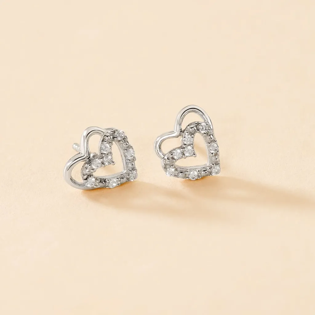 Histoire d'Or Boucles D'oreilles Puces Aoki Argent Blanc Oxyde De Zirconium Clearance