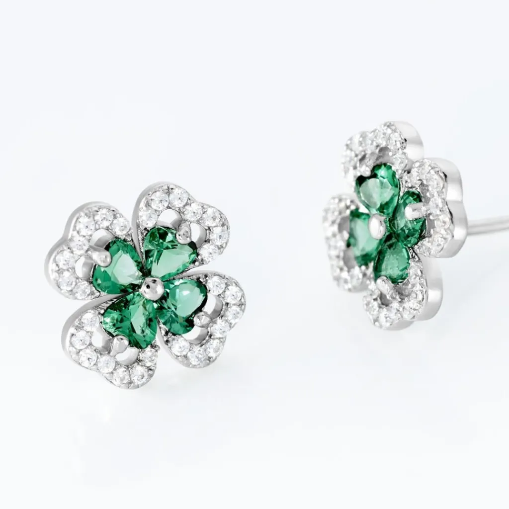 Histoire d'Or Boucles D'oreilles Puces Argent Blanc Deryn Verre Oxydes De Zirconium Sale