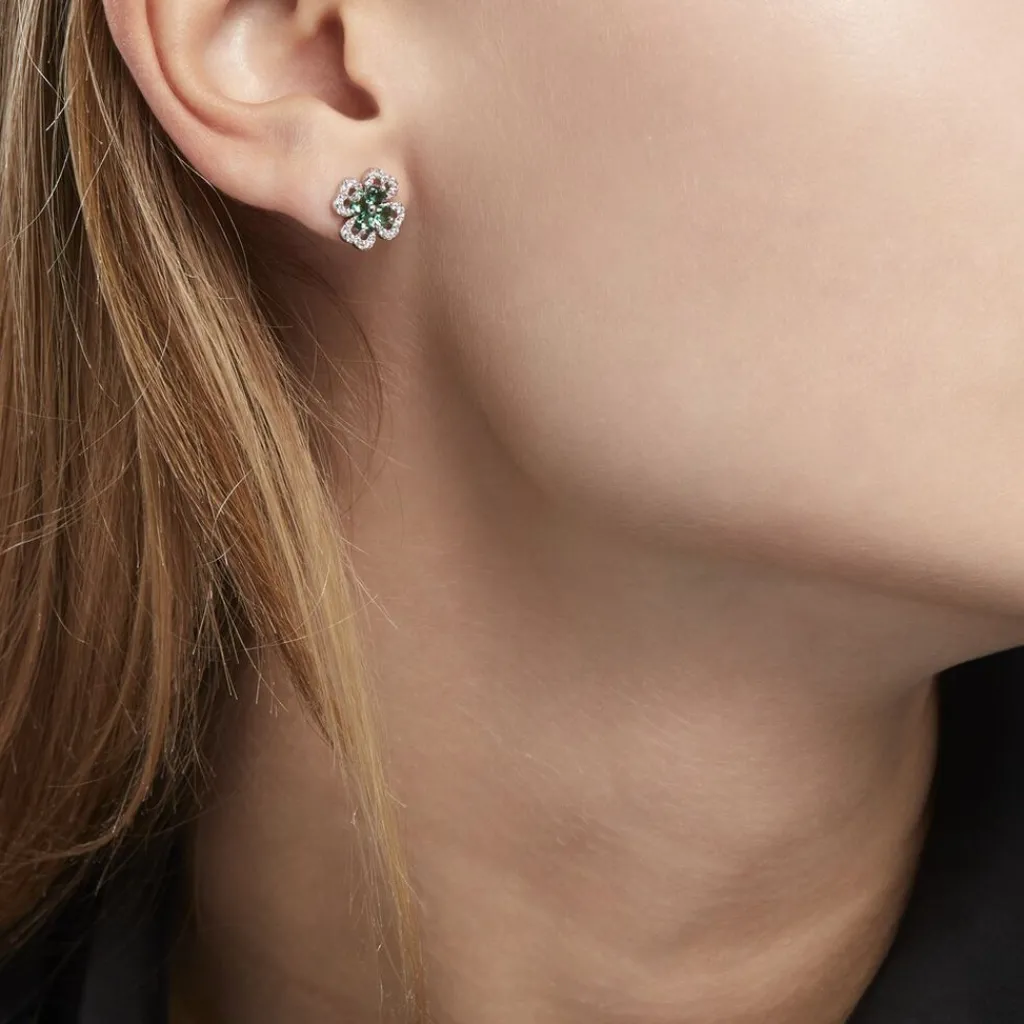 Histoire d'Or Boucles D'oreilles Puces Argent Blanc Deryn Verre Oxydes De Zirconium Sale