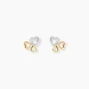 Histoire d'Or Boucles D'oreilles Puces Anne-maudae Triple Coeurs Or Bicolore New