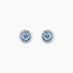 Histoire d'Or Boucles D'oreilles Puces Auxana Argent Blanc Oxyde De Zirconium argent blanc oxyde bleu Discount