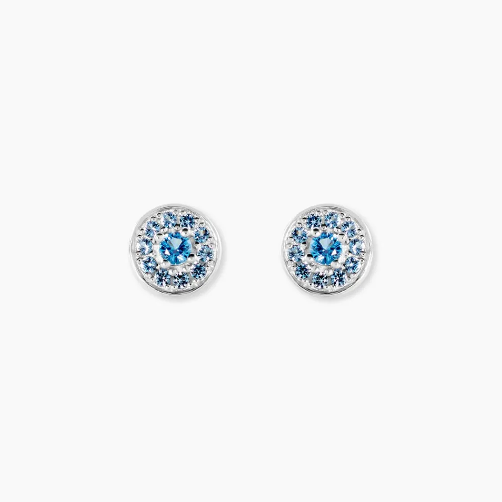 Histoire d'Or Boucles D'oreilles Puces Auxana Argent Blanc Oxyde De Zirconium argent blanc oxyde bleu Discount
