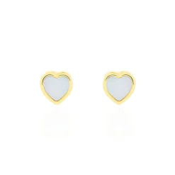 Histoire d'Or Boucles D'oreilles Puces Azalea C艙ur Or Jaune Nacre New
