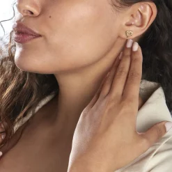 Histoire d'Or Boucles D'oreilles Puces Anne-maudae Coeurs Or Jaune New