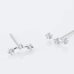 Histoire d'Or Boucles D'oreilles Puces Allegra Argent Blanc Oxyde De Zirconium Clearance