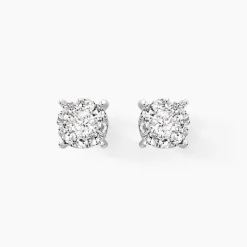 Histoire d'Or Boucles D'oreilles Puces Artemis Or Blanc Diamant New