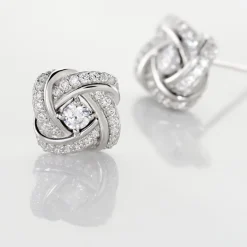 Histoire d'Or Boucles D'oreilles Puces Anasthase Argent Blanc Oxyde De Zirconium Clearance