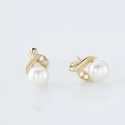 Histoire d'Or Boucles D'oreilles Puces Astragalus Or Jaune Perles De Culture Discount