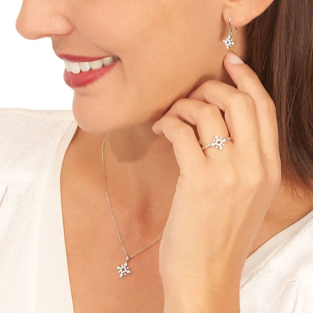 Histoire d'Or Boucles D'oreilles Puces Anea Or Blanc Diamant Sale