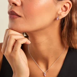 Histoire d'Or Boucles D'oreilles Puces Argent Blanc Atieno Oxyde De Zirconium argent blanc oxyde rose Sale