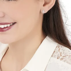 Histoire d'Or Boucles D'oreilles Puces Azzedine Salamandre Or Blanc