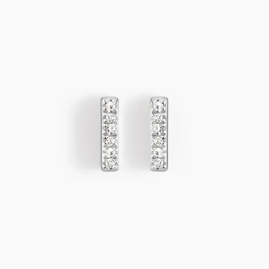 Histoire d'Or Boucles D'oreilles Puces Aprhodisia Or Blanc Diamant Blanc Best