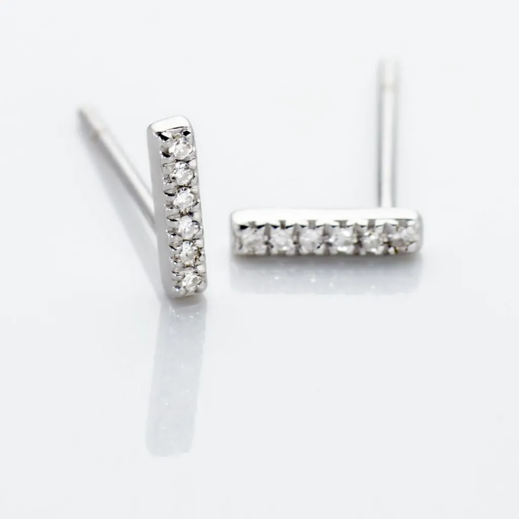 Histoire d'Or Boucles D'oreilles Puces Aprhodisia Or Blanc Diamant Blanc Best