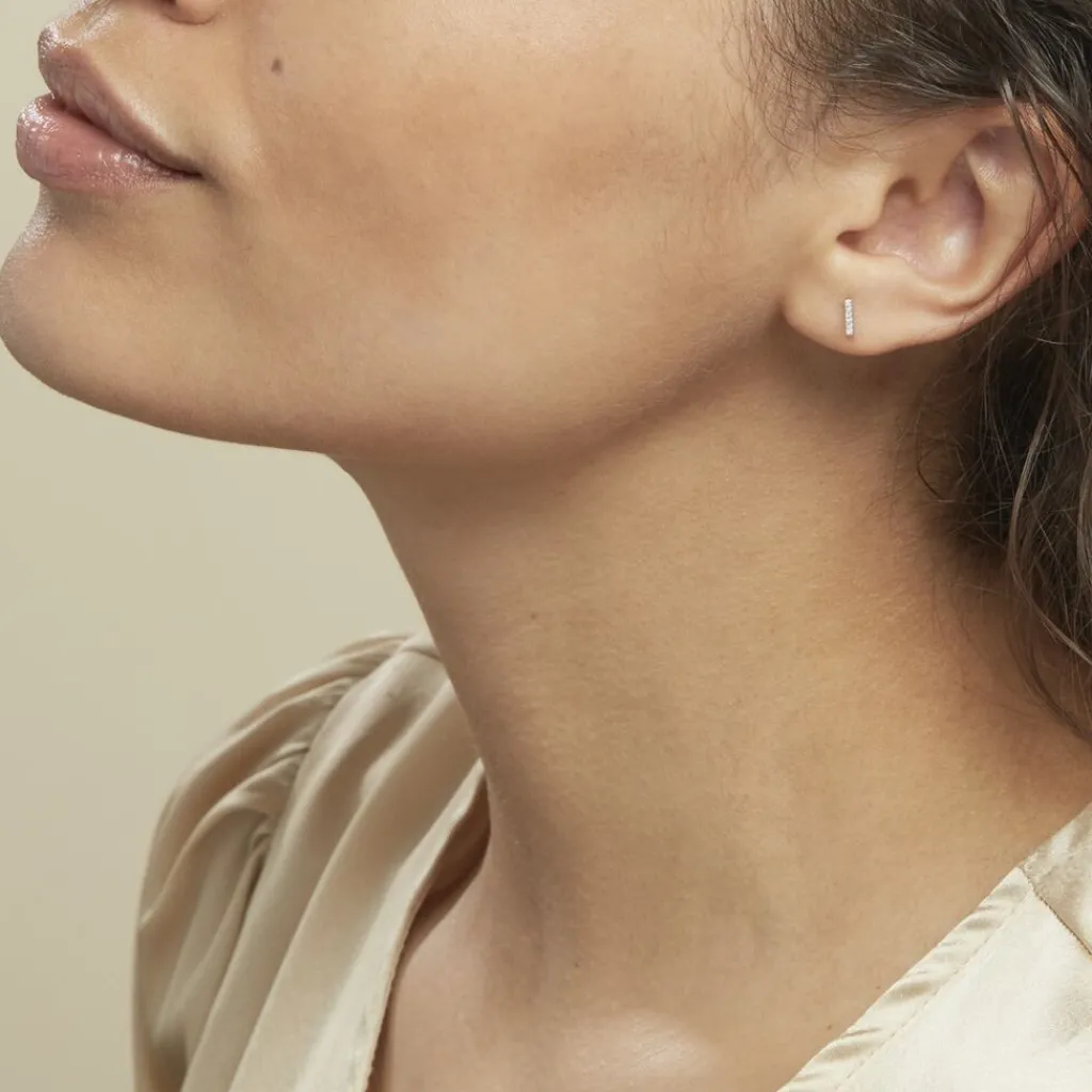 Histoire d'Or Boucles D'oreilles Puces Aprhodisia Or Blanc Diamant Blanc Best