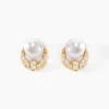 Histoire d'Or Boucles D'oreilles Puces Aloys Or Jaune Perle De Culture Sale