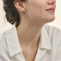 Histoire d'Or Boucles D'oreilles Puces Aloys Or Jaune Perle De Culture Sale