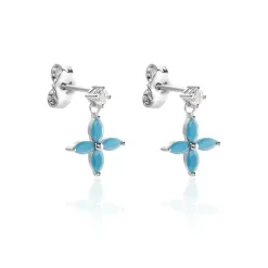 Histoire d'Or Boucles D'oreilles Puces Bluebirds Argent Blanc Turquoise Oxyde